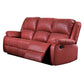 81" Red Faux Leather Reclining Sofa With Black Legs