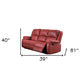 81" Red Faux Leather Reclining Sofa With Black Legs