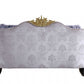 76" Cream And Black Velvet Damask Chesterfield Loveseat