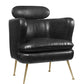 29" Dark Gray And Gold Leather Arm Chair