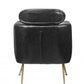 29" Dark Gray And Gold Leather Arm Chair