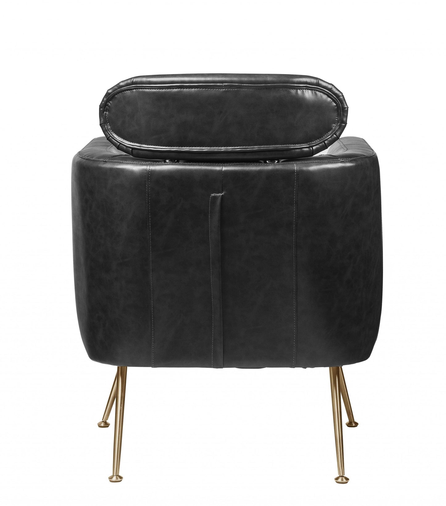 29" Dark Gray And Gold Leather Arm Chair