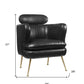 29" Dark Gray And Gold Leather Arm Chair