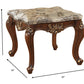 30" X 30" X 24" Marble Walnut Wood End Table