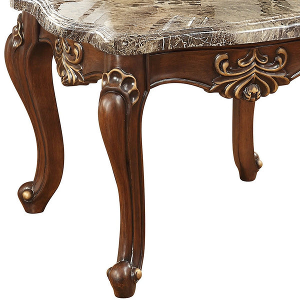 30 X 30 X 24 Marble Walnut Wood End Table