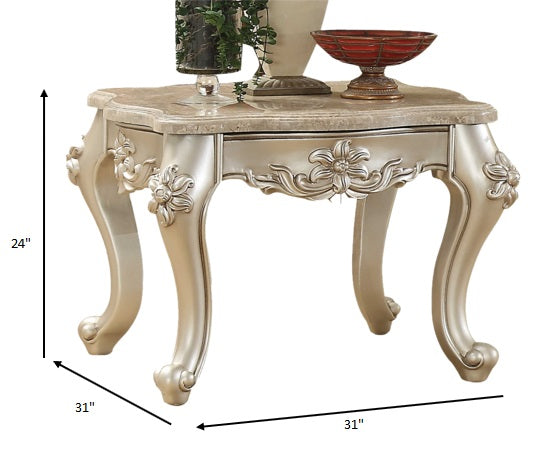 24" Champagne Faux Marble End Table