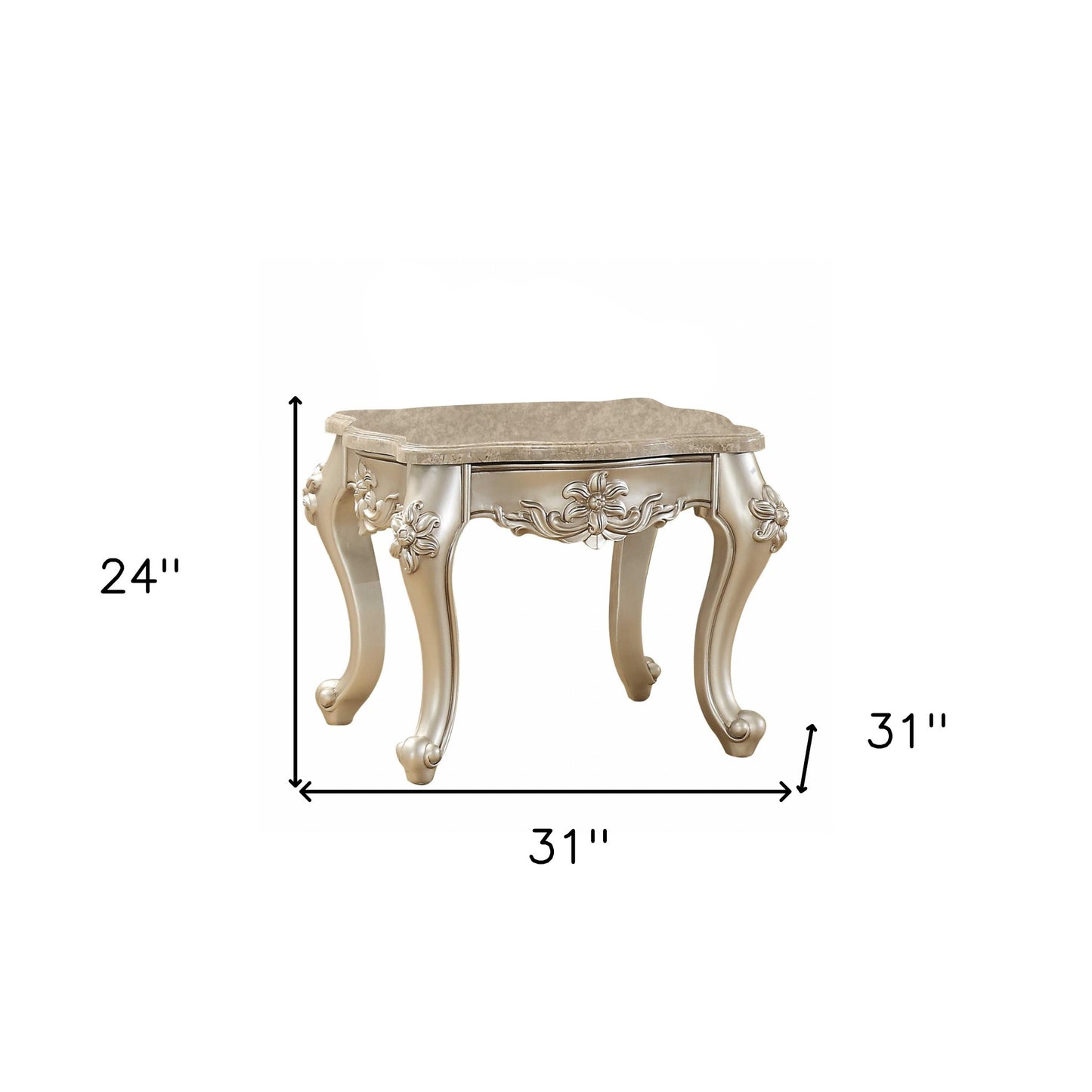 24" Champagne Faux Marble End Table