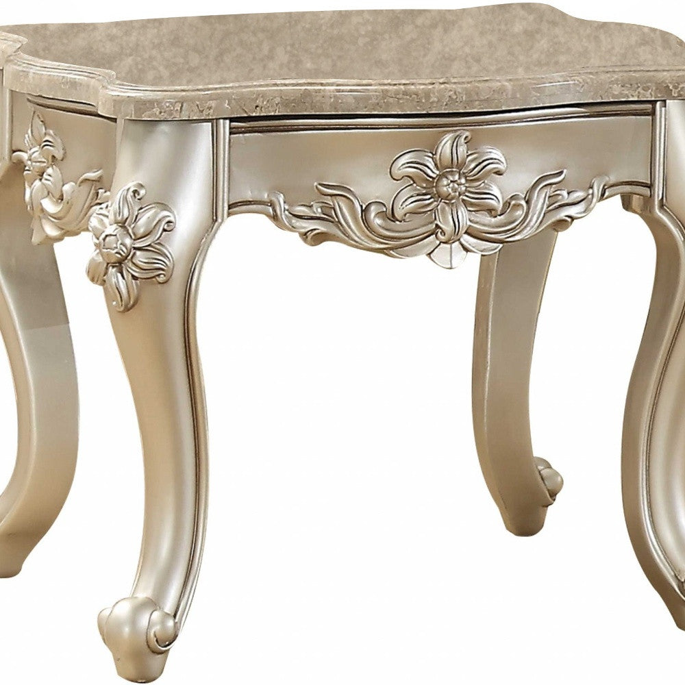 24" Champagne Faux Marble End Table