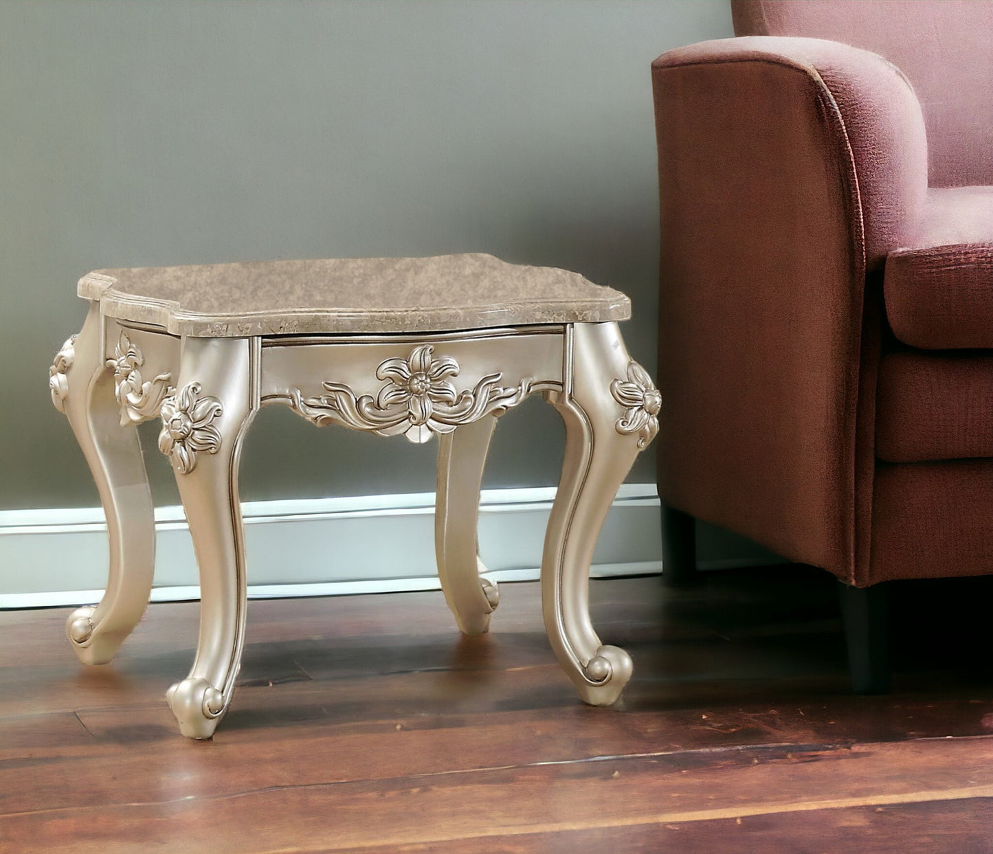 24" Champagne Faux Marble End Table