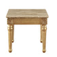 24" Antique Gold And White Faux Marble Square End Table