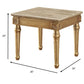 24" Antique Gold And White Faux Marble Square End Table