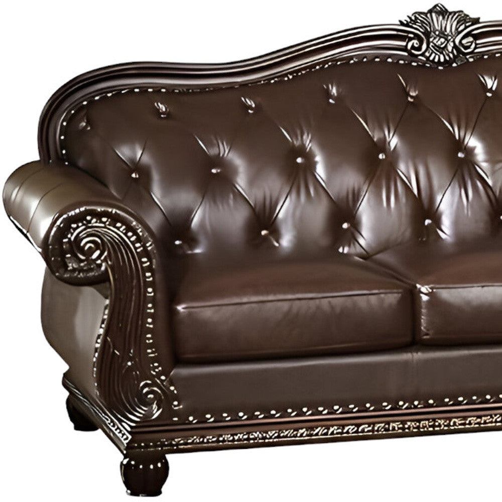 37" Espresso Top Grain Leather Sofa