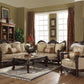 39" Beige Floral Sofa And Toss Pillows With Dark Brown Legs