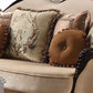 41" Tan Velvet Curved Sofa And Toss Pillows