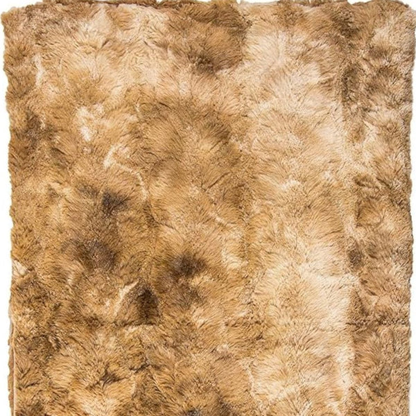 50 X 70 Taupe and Ivory Faux Fur Plush Throw Blanket