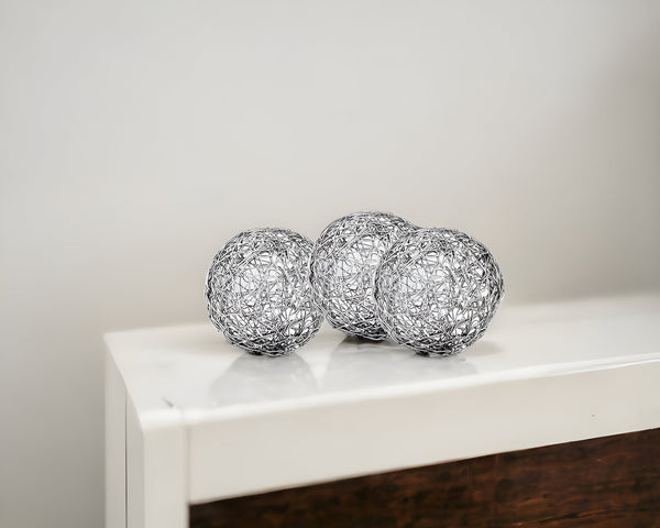 6 Nickel Iron Decorative Orb Tabletop Sculpture