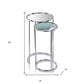 22" Silver Aluminum Round Mirrored End Table