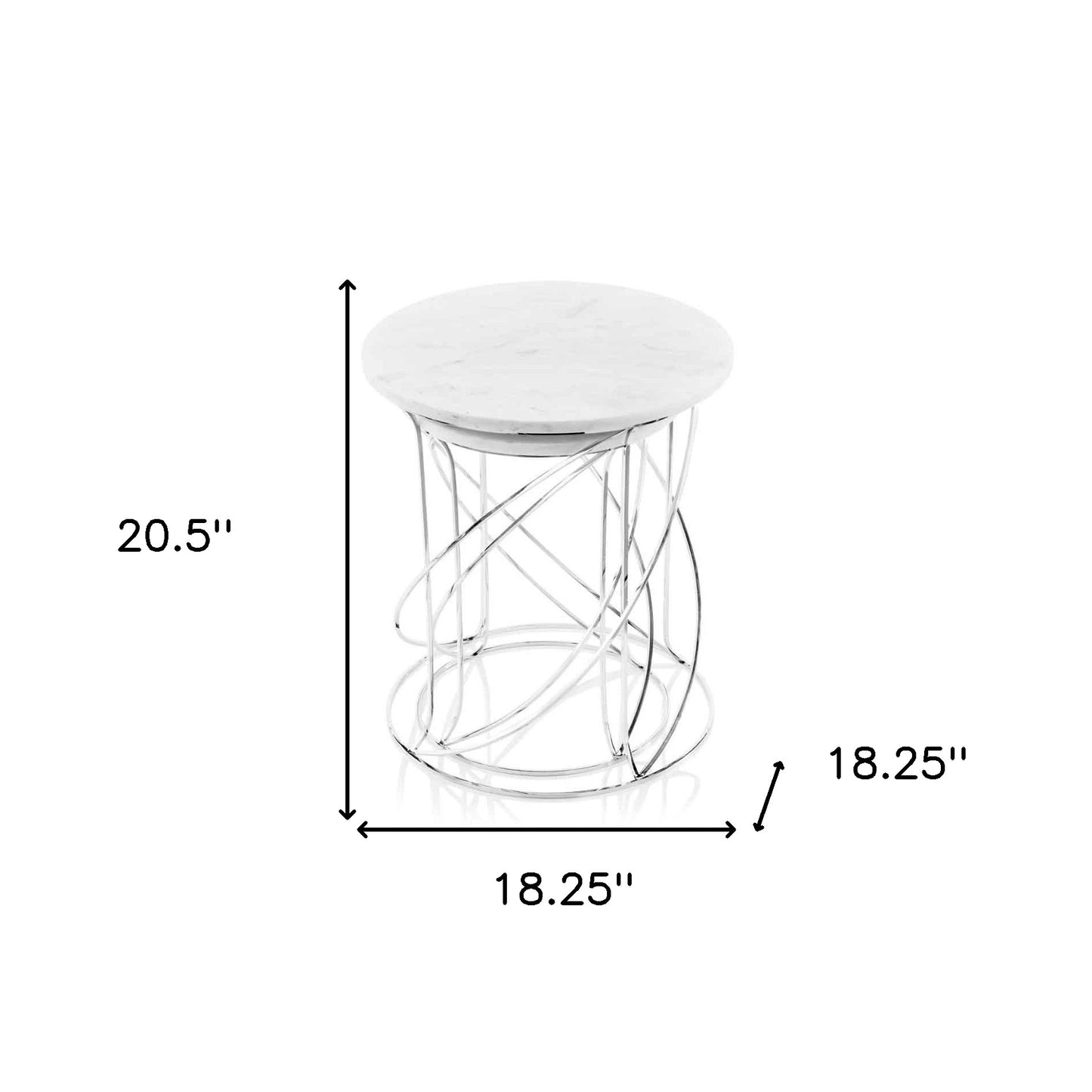 21" White Marble Round End Tables