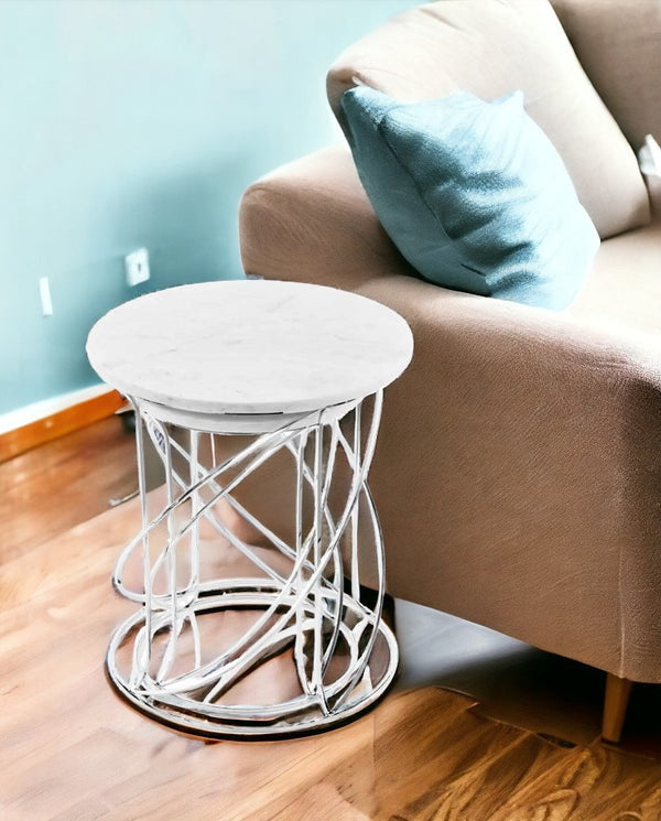 21 White Marble Round End Tables