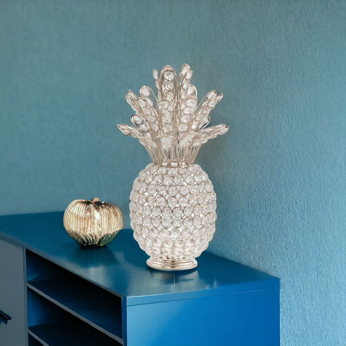 13" Silver Metal Decorative Pineapple