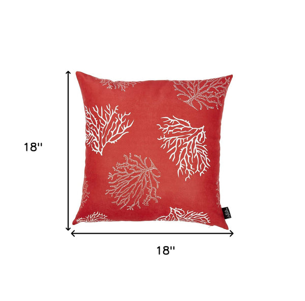 18 Square Red Coral Reef Decorative Throw Pillow Cover