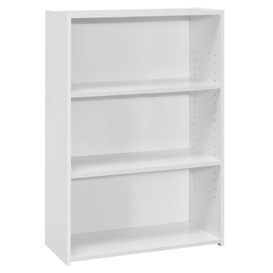 36" White Wood Adjustable Bookcase