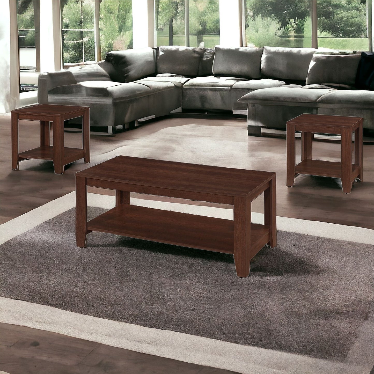 Set of Three 42" Brown Coffee Table