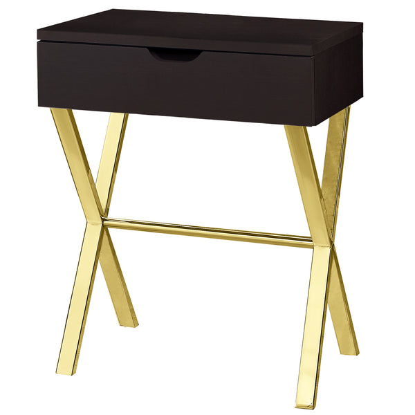 22 Gold And Dark Brown End Table With Drawer