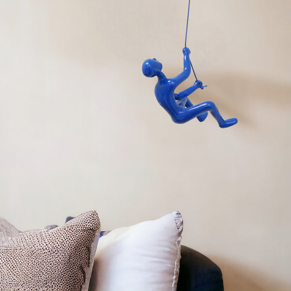 6 Blue Unique Climbing Man With Rope Wall Art