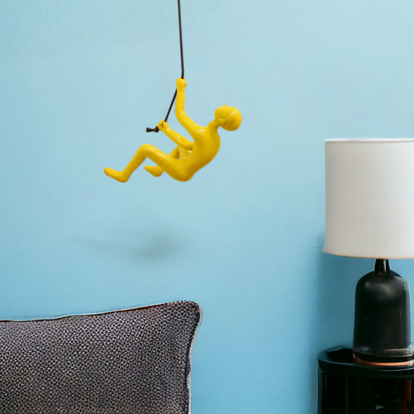 6 Yellow Unique Climbing Man With Rope Wall Art