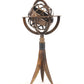 5.5" X 5.5" X 12" Brass Armillary On Horn Stand