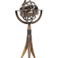 5.5" X 5.5" X 12" Brass Armillary On Horn Stand