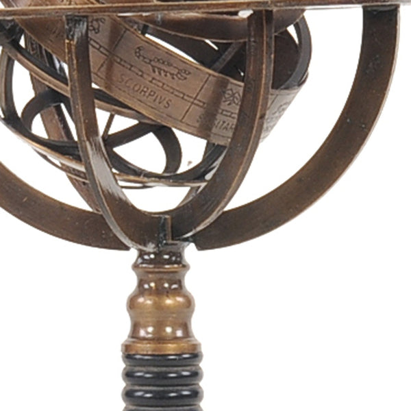 5.5 X 5.5 X 12 Brass Armillary On Horn Stand