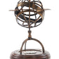 7" X 7" X 11" Brass Armillary With Compass On Wood Base