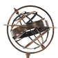 7" X 7" X 11" Brass Armillary With Compass On Wood Base