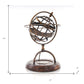 7" X 7" X 11" Brass Armillary With Compass On Wood Base