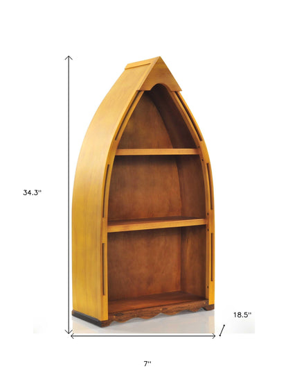 34" Wood Three Tier Boat Bookcase