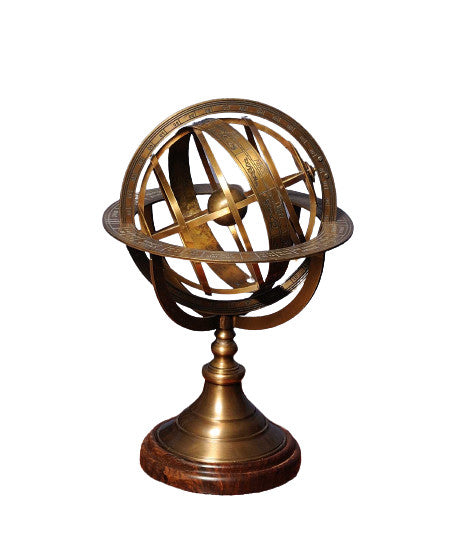 7 X 7 X 11.5 Armillary Sphere On Wood Base