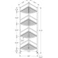 58" White Metal Corner Bookcase