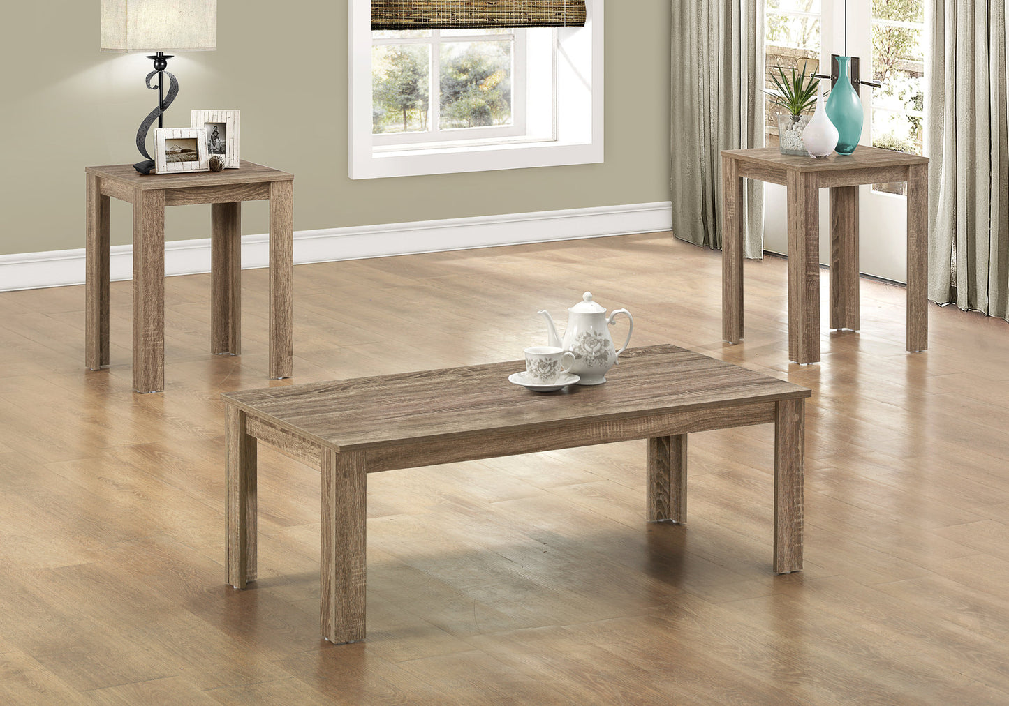 Set of Three 44" Taupe Coffee Table