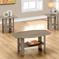 Set of Three 36" Taupe Coffee Table With Shelf