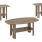 Set of Three 36" Taupe Coffee Table With Shelf