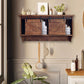 Rustic Wooden Shelf With Barn Door Storage And Hooks