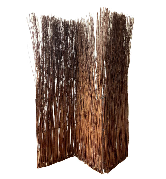 7' Rustic Willow Branch Three Panel Room Divider Screen