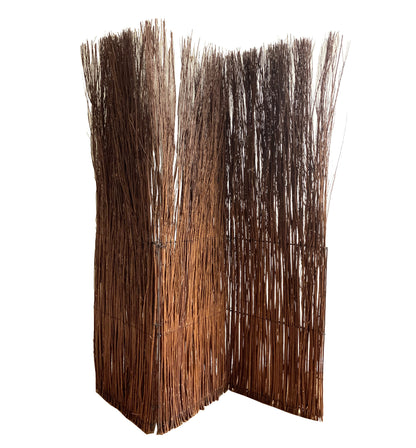 7' Rustic Willow Branch Three Panel Room Divider Screen