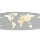 76" X 18" X 1" Grey And Gold World Map Surfboard Wall Art