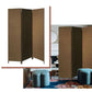 Brown Upholstered 3 Panel Room Divider Screen