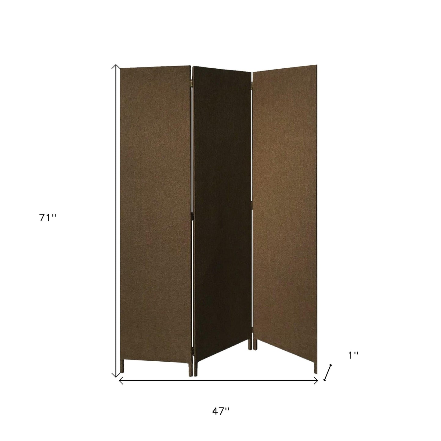 Brown Upholstered 3 Panel Room Divider Screen