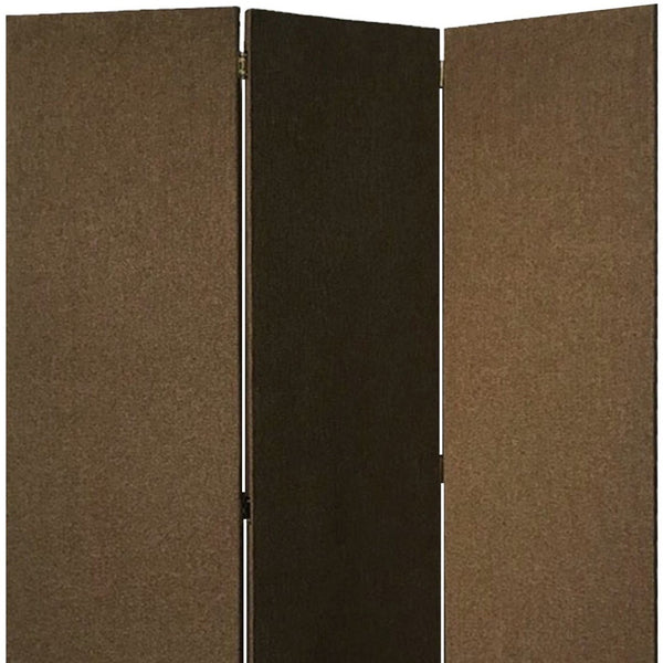 Brown Upholstered 3 Panel Room Divider Screen