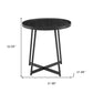 21.66" X 21.66" X 22.05" Round Side Table In Black Ash Wood And Black